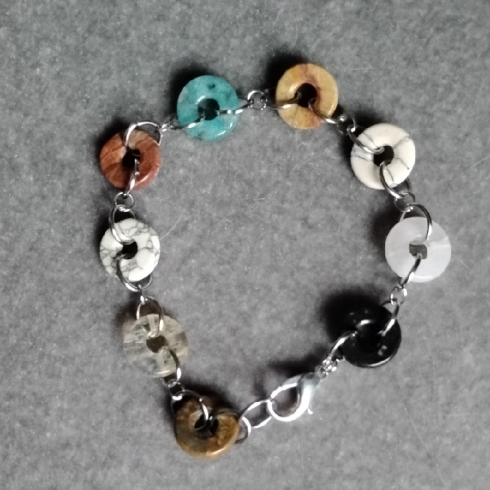 Hand Crafted Multi gemstone Donut Style Bracelet